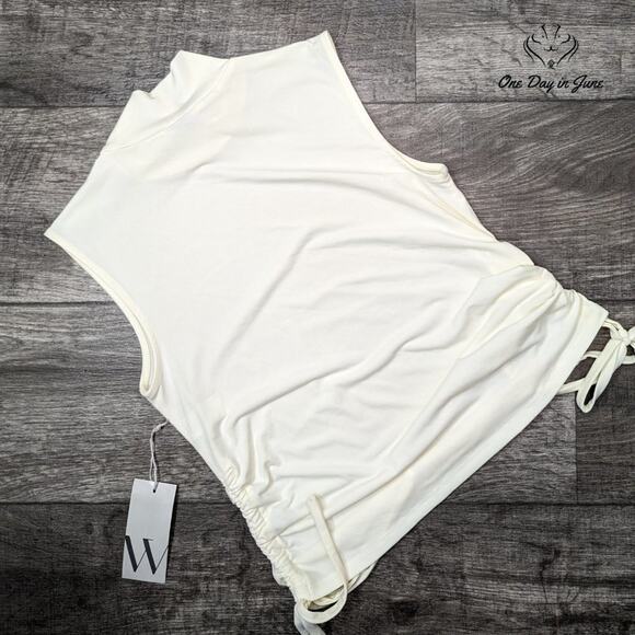 Worthington High Neck Sleeveless Ruched Side Top Size XS - Picture 3 of 3